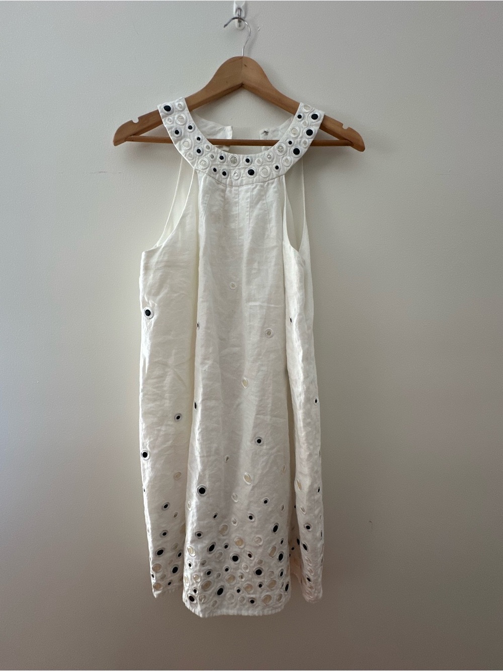 White Eyelet Halter Midi Dress